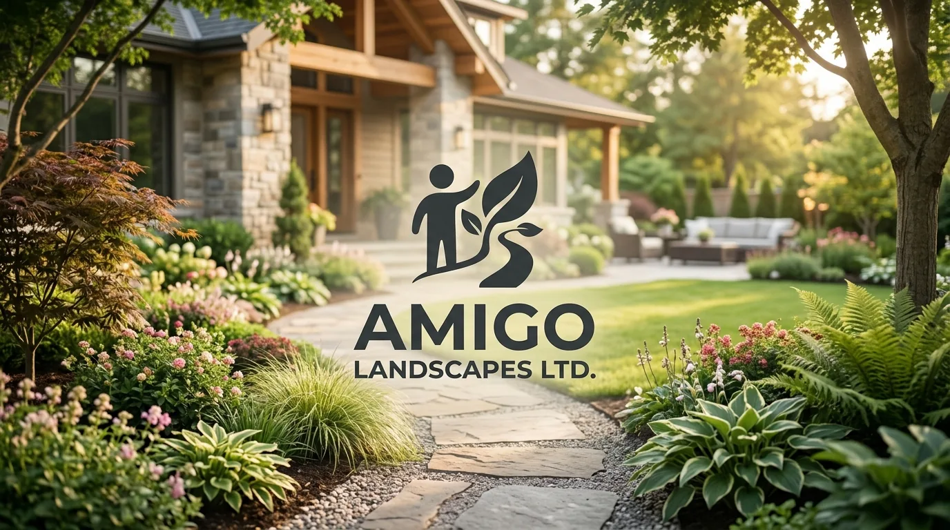 AI-generated directory artwork for Amigo Landscapes Ltd.; not an official logo or business project photo.