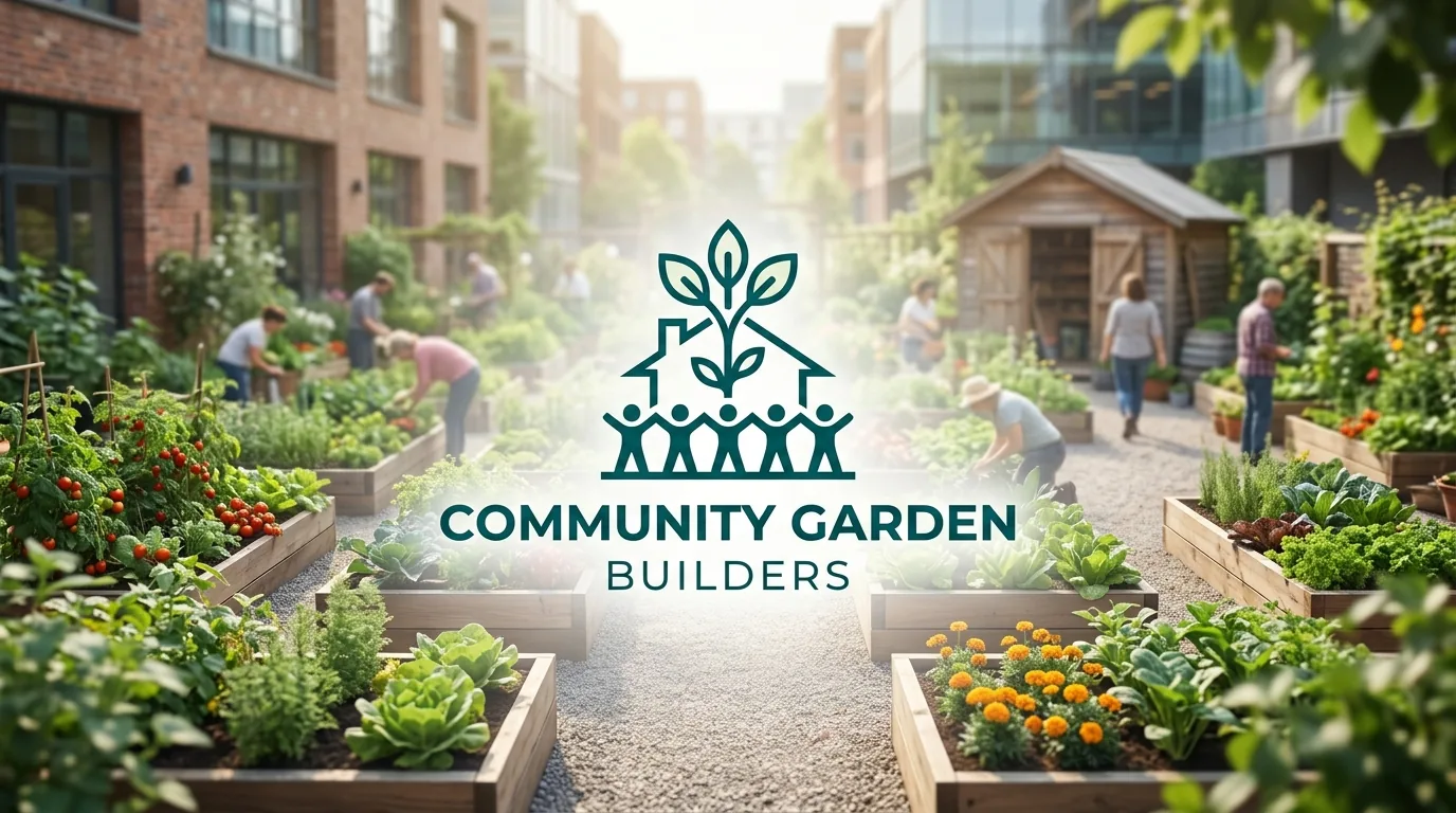 AI-generated directory artwork for Community Garden Builders; not an official logo or business project photo.
