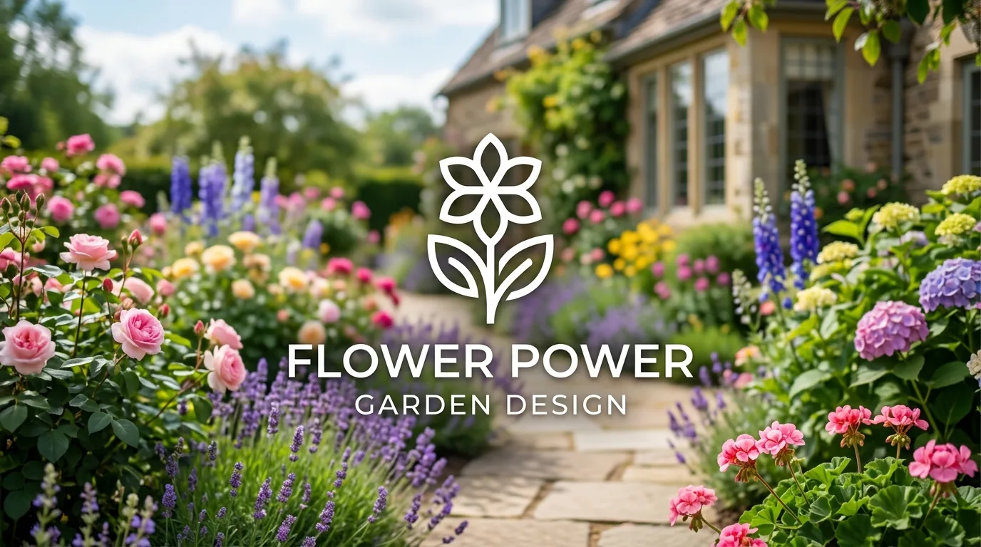 AI-generated directory artwork for Flower Power Garden Design; not an official logo or business project photo.