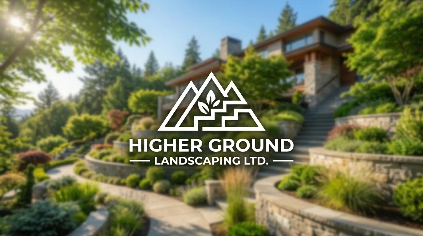 AI-generated directory artwork for Higher Ground Landscaping Ltd.; not an official logo or business project photo.