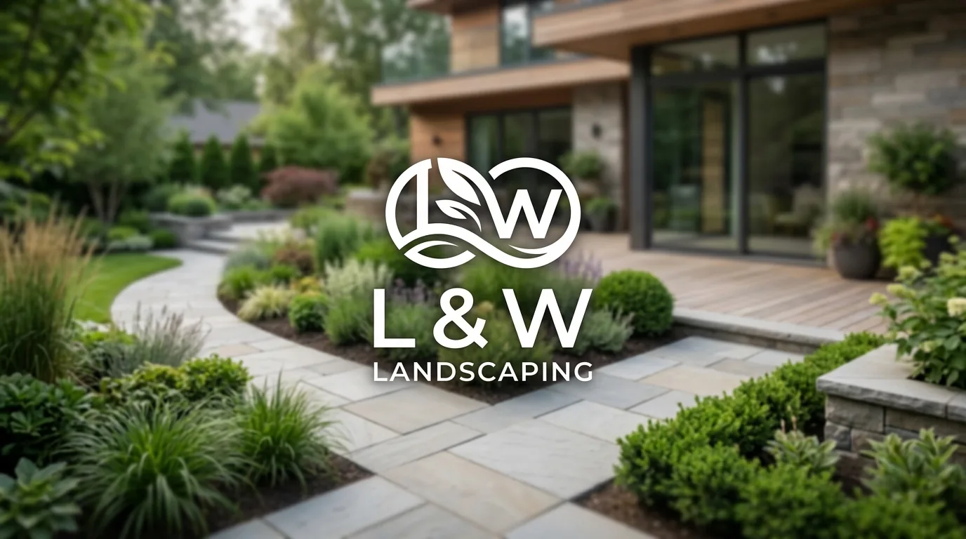 AI-generated directory artwork for L & W Landscaping; not an official logo or business project photo.