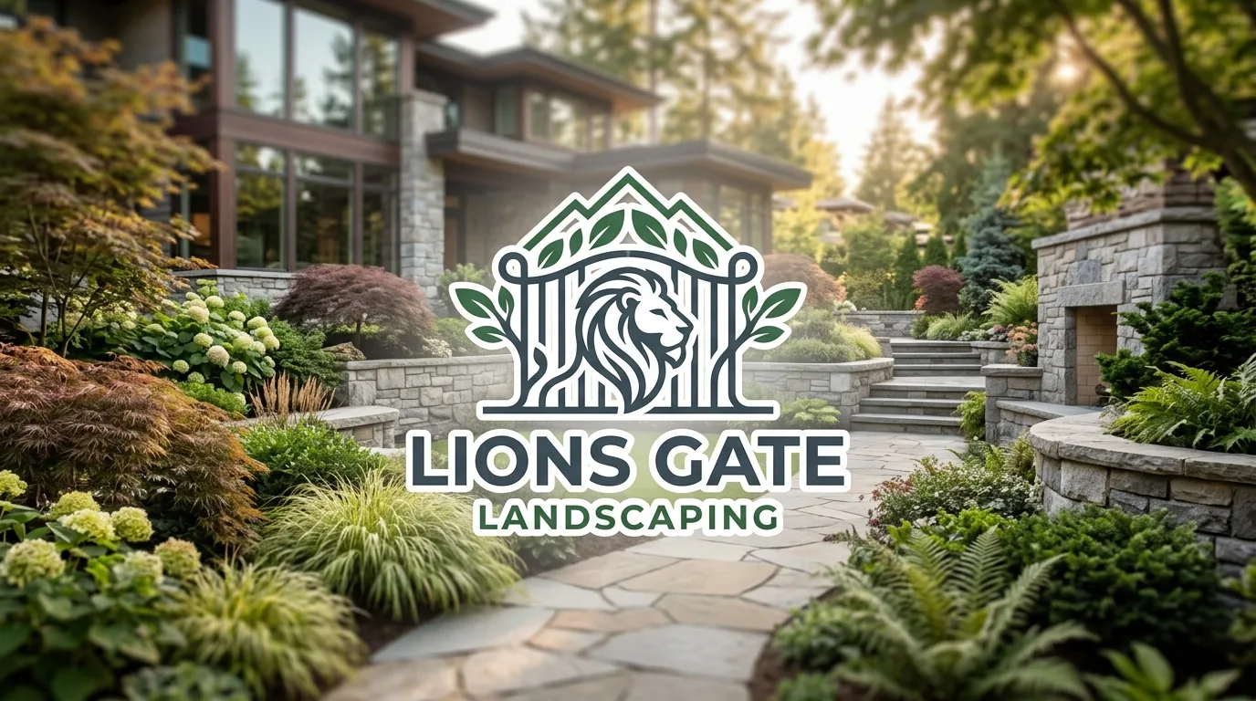 AI-generated directory artwork for Lions Gate Landscaping; not an official logo or business project photo.