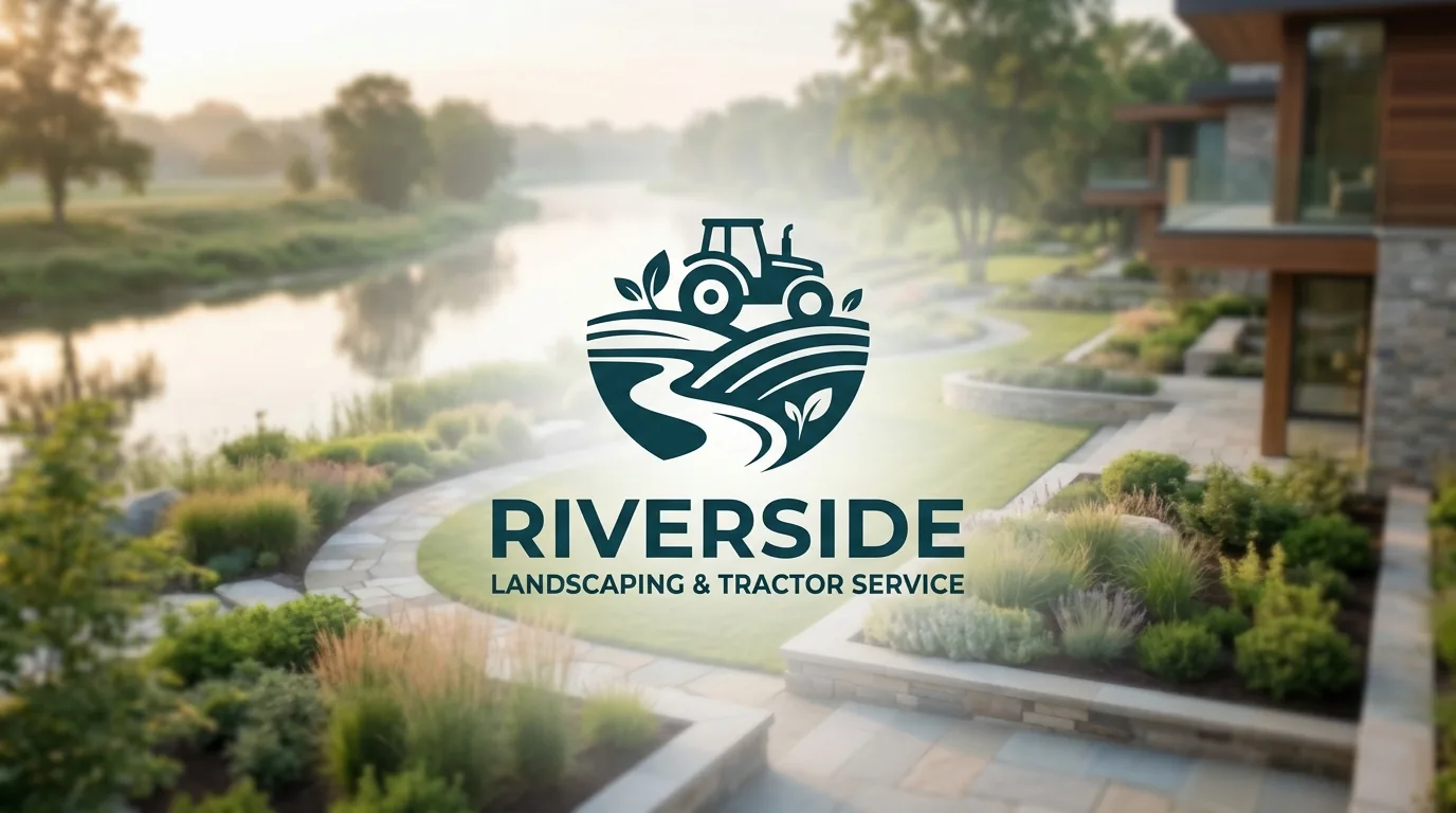 AI-generated directory artwork for Riverside Landscaping & Tractor Service; not an official logo or business project photo.