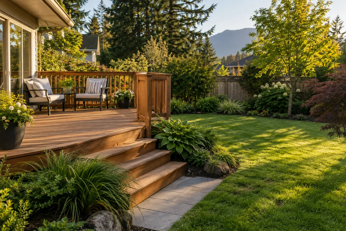 Garden planning illustration: Materials, access and the finished outdoor space.