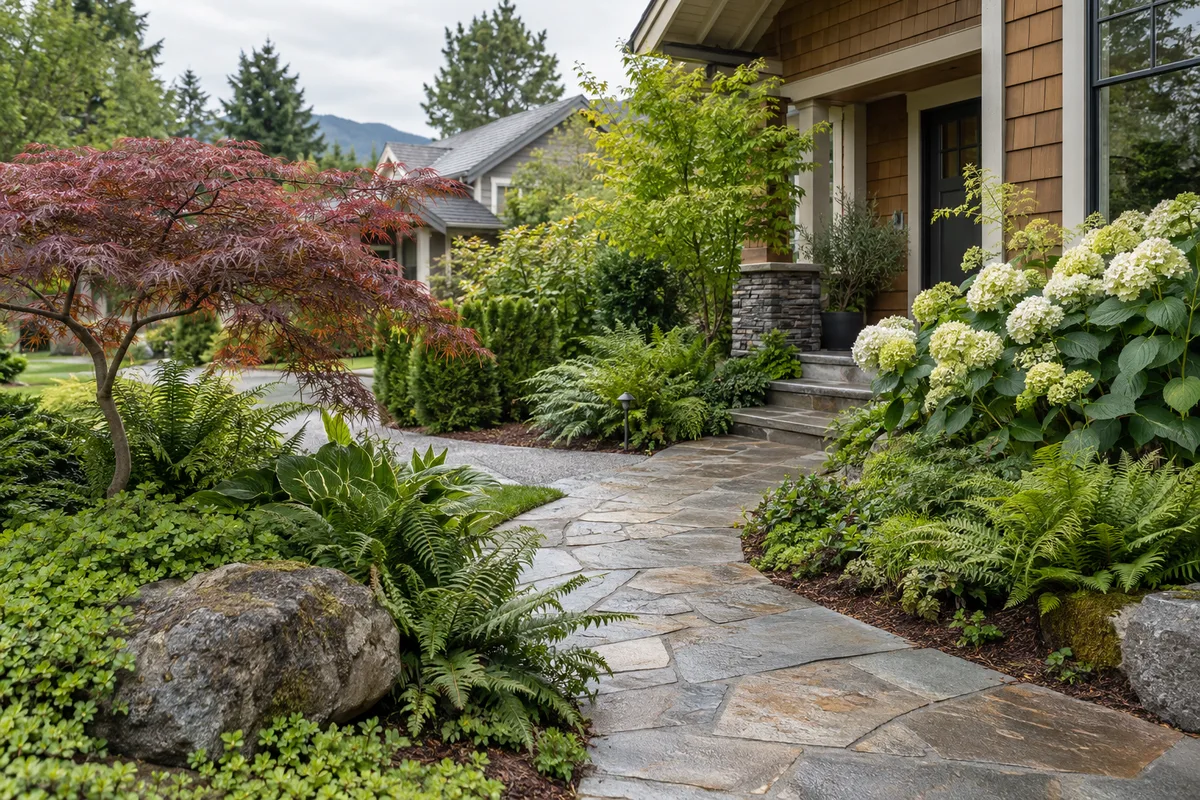 Garden planning illustration: Paths, planting and outdoor space working together.
