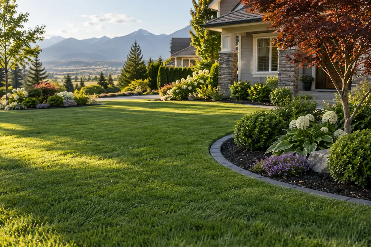 Garden planning illustration: Lawn condition and the surrounding garden shape the work.